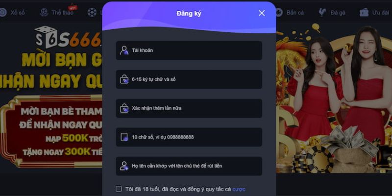 Điều kiện để người chơi đăng ký tài khoản S666
